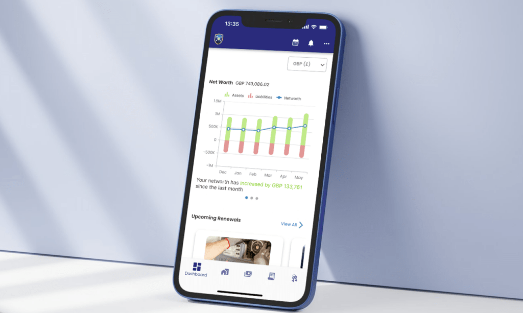 mobile app against wall